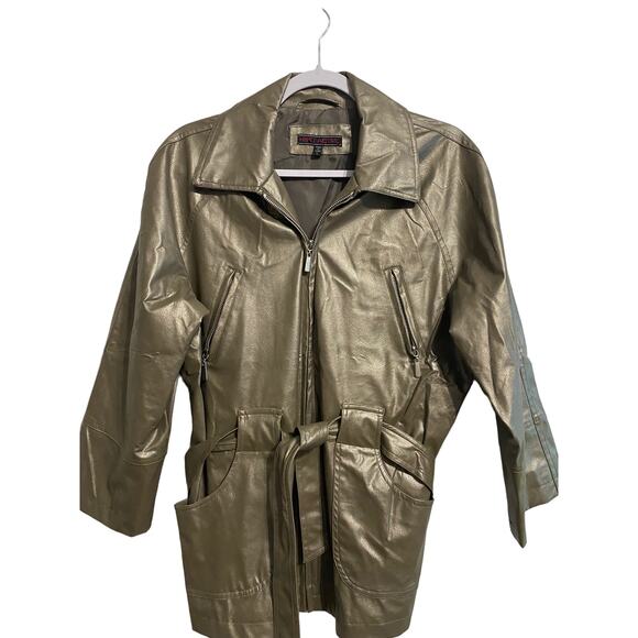 Hypo Active Jacket Collared Belt Metallic Chartreuse Size Large Waist Length - Picture 6 of 9